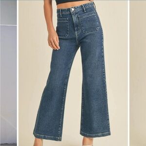 Just Black Denim Patch Pocket Wide Leg Jean